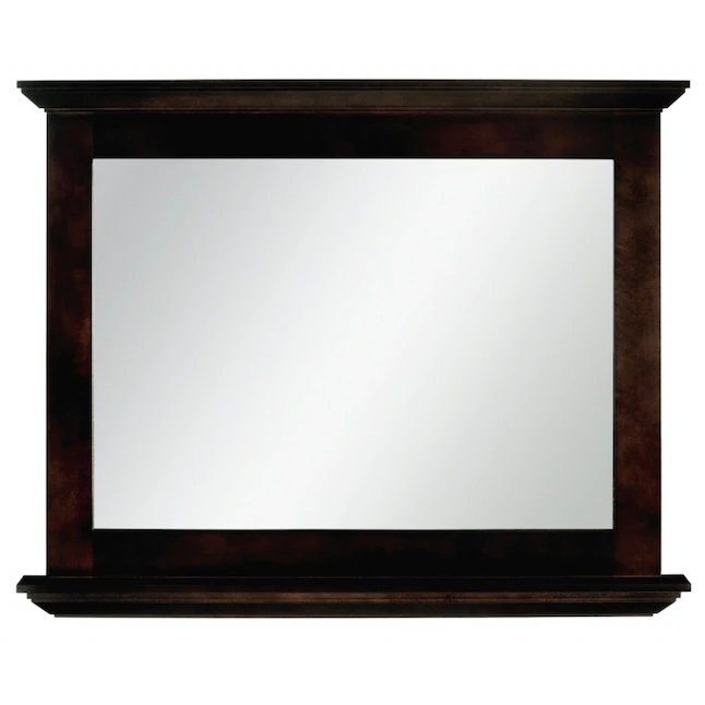 Espejo de tocador para baño con marco rectangular en color marrón espresso Diamond de 42" de ancho x 34" de alto 