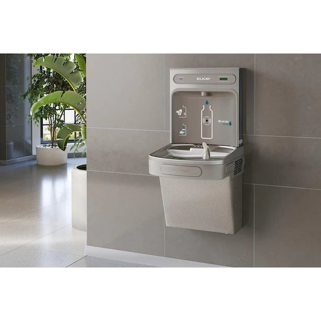 Elkay Bottle Filling Station Gray 1-Basin Push Button Wall Mount Bottle Filler/Drinking Fountain