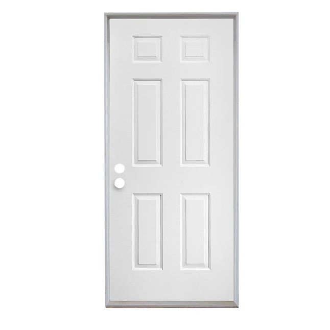 American Building Supply 30-in x 80-in Steel Right-Hand Inswing Primed Prehung Single Front Door Insulating Core