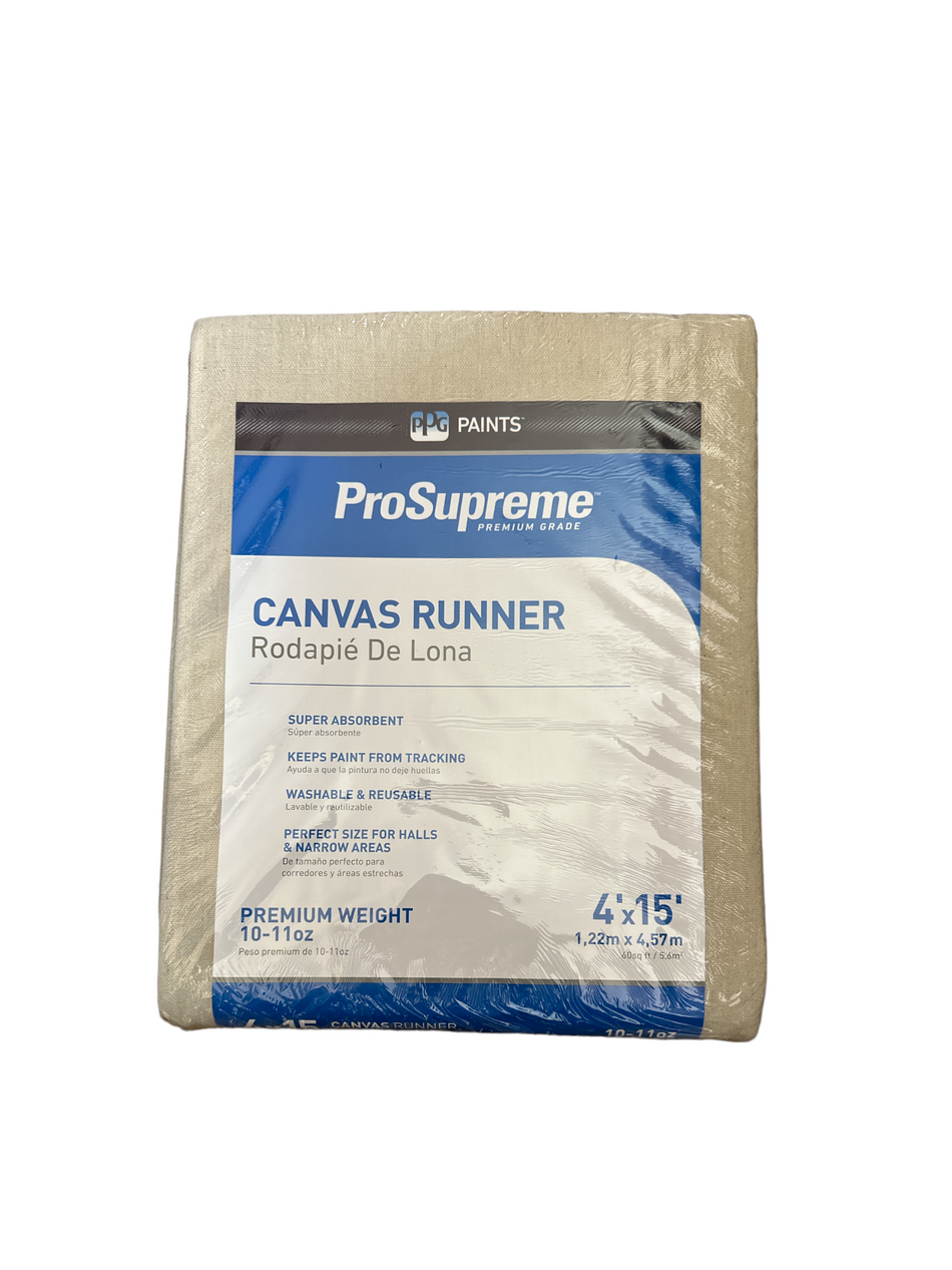 PPG® ProSupreme® Canvas Runner Drop Cloth 4-Ft x 15-FT (Heavy Weight, 10oz)