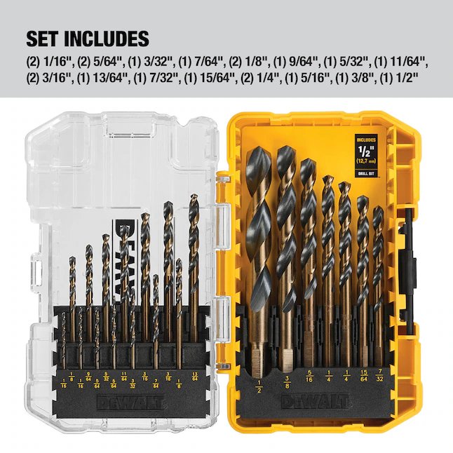 DeWalt 21-Piece Assorted Black and Gold Coated Hss Twist Drill Bit Set