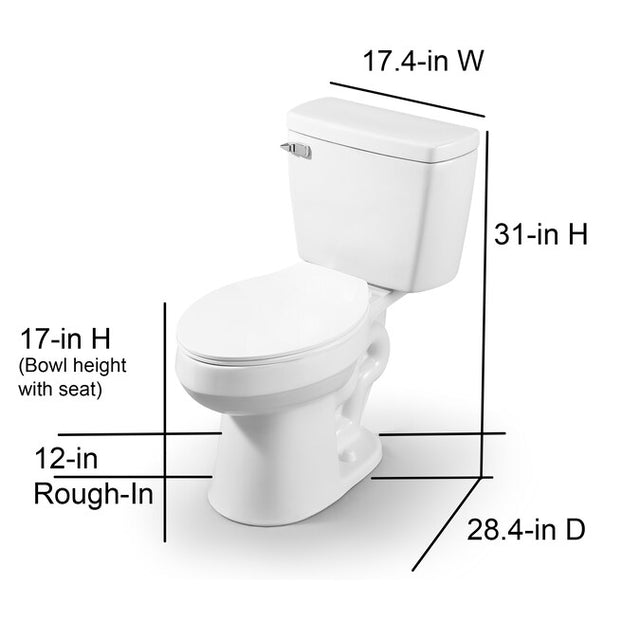 Project Source  Pro-Flush White Elongated Chair Height 2-piece WaterSense Toilet 12-in Rough-In Size (Ada Compliant)