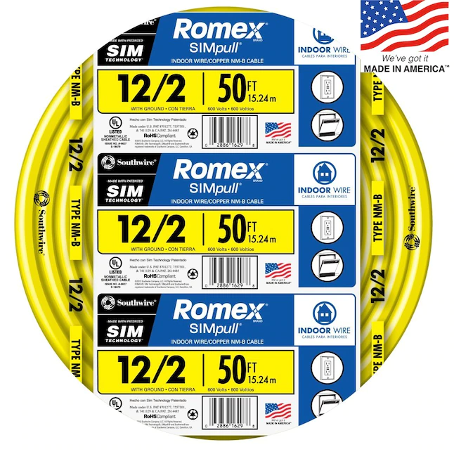 Southwire Romex SIMpull 50-ft 12 / 2 Solid Indoor Non-Metallic Wire