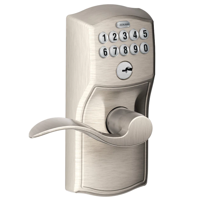 Schlage  Keypad Camelot Satin Nickel Single Cylinder Electronic Handle Lighted Keypad