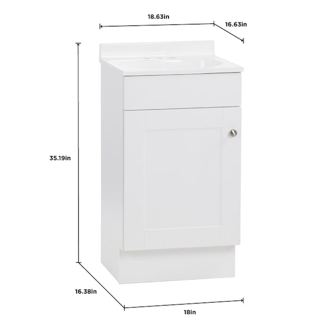 Project Source 18-in White Single Sink Bathroom Vanity with White Cultured Marble Top