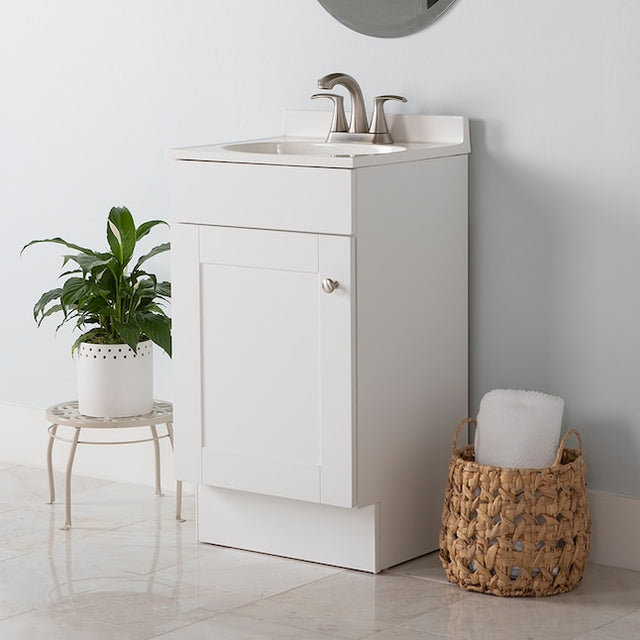 Project Source 18-in White Single Sink Bathroom Vanity with White Cultured Marble Top