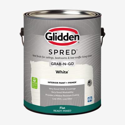 Glidden Spred Grab-N-Go Pintura interior e imprimación mate (blanco, 1 galón) 