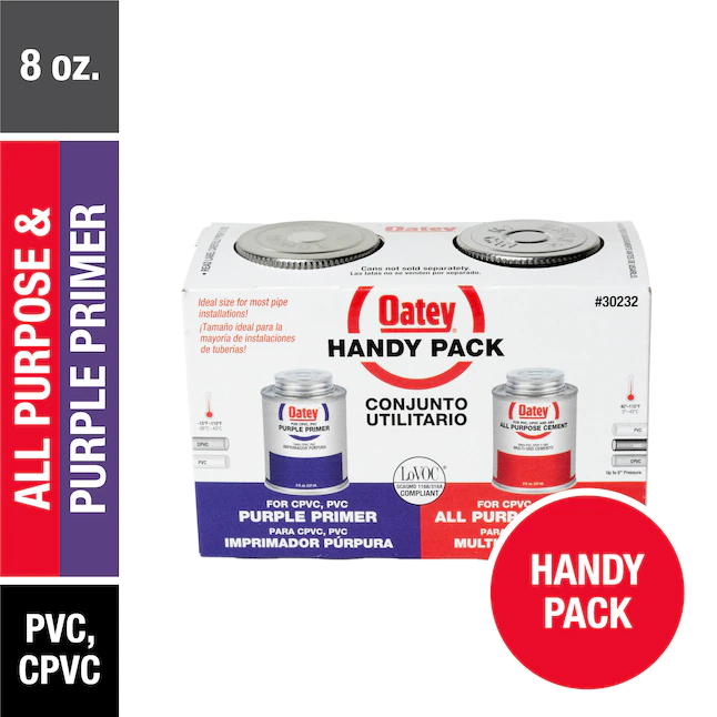 Oatey Handy Pack Cemento e imprimación para todo uso, morado y transparente, de 8 onzas líquidas