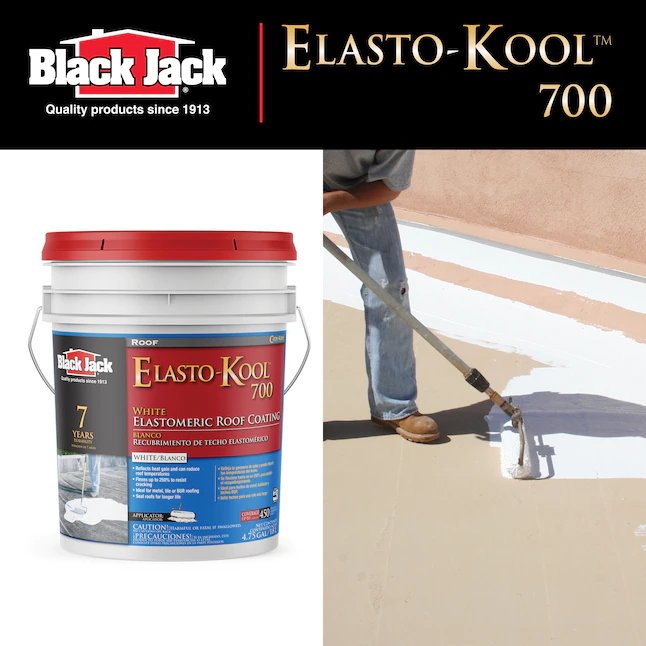 BLACK JACK Elasto-Kool 700 Revestimiento de techo elastomérico reflectante blanco de 4.75 galones (7 años de garantía limitada)