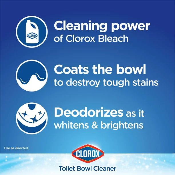 Clorox Limpiador de inodoro con lejía, limpieza de lluvia (24 oz)