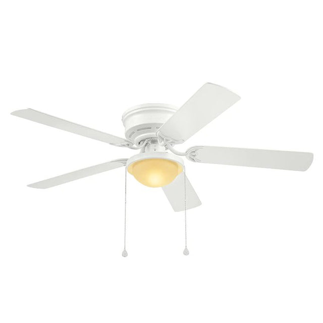 Harbor Breeze Armitage 52-in White LED Indoor Flush Mount Ceiling Fan with Light (5-Blade)