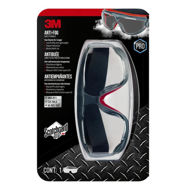 3M Scotchgard Plastic Anti-Fog Safety Goggles