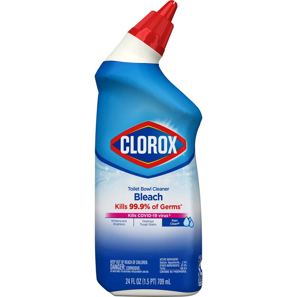 Clorox Limpiador de inodoro con lejía, limpieza de lluvia (24 oz)