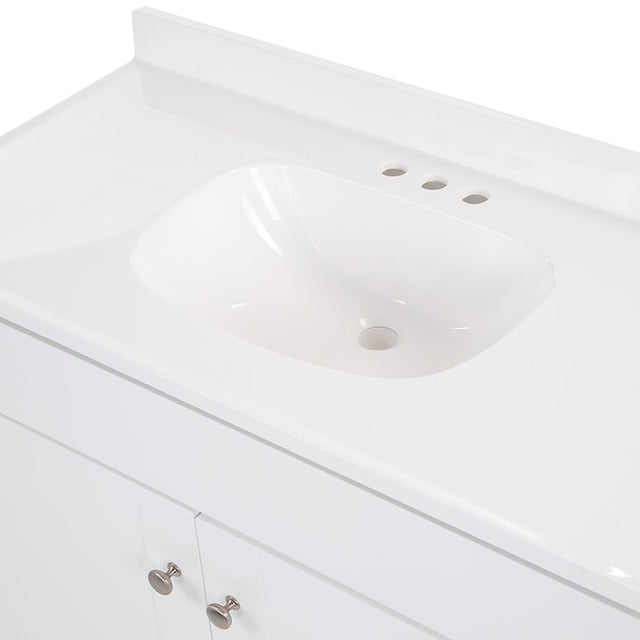 Project Source 36-in White Single Sink Bathroom Vanity with White Cultured Marble Top