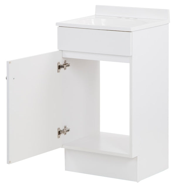 Project Source 18-in White Single Sink Bathroom Vanity with White Cultured Marble Top