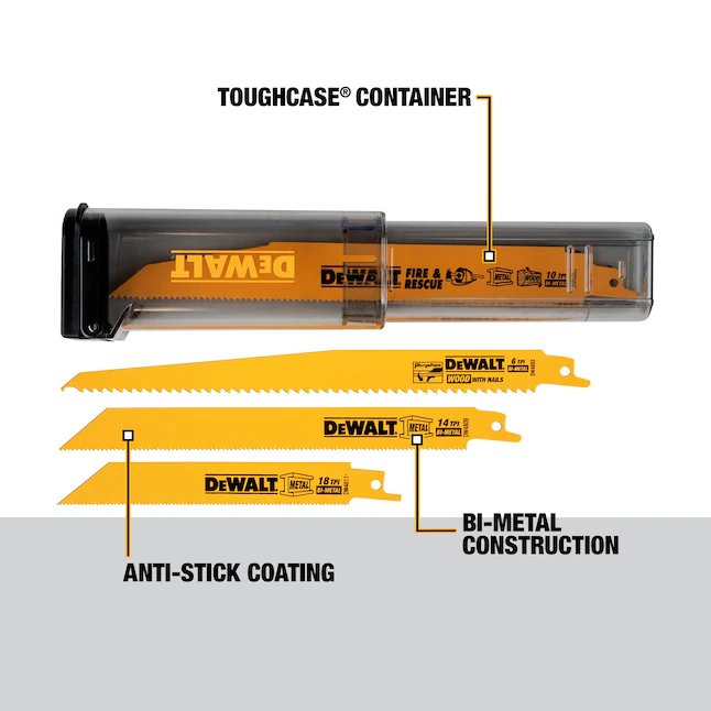 DeWalt ToughCase Bi-Metall-TPI-Säbelsägeblatt zum Schneiden von Holz/Metall (16er-Pack)