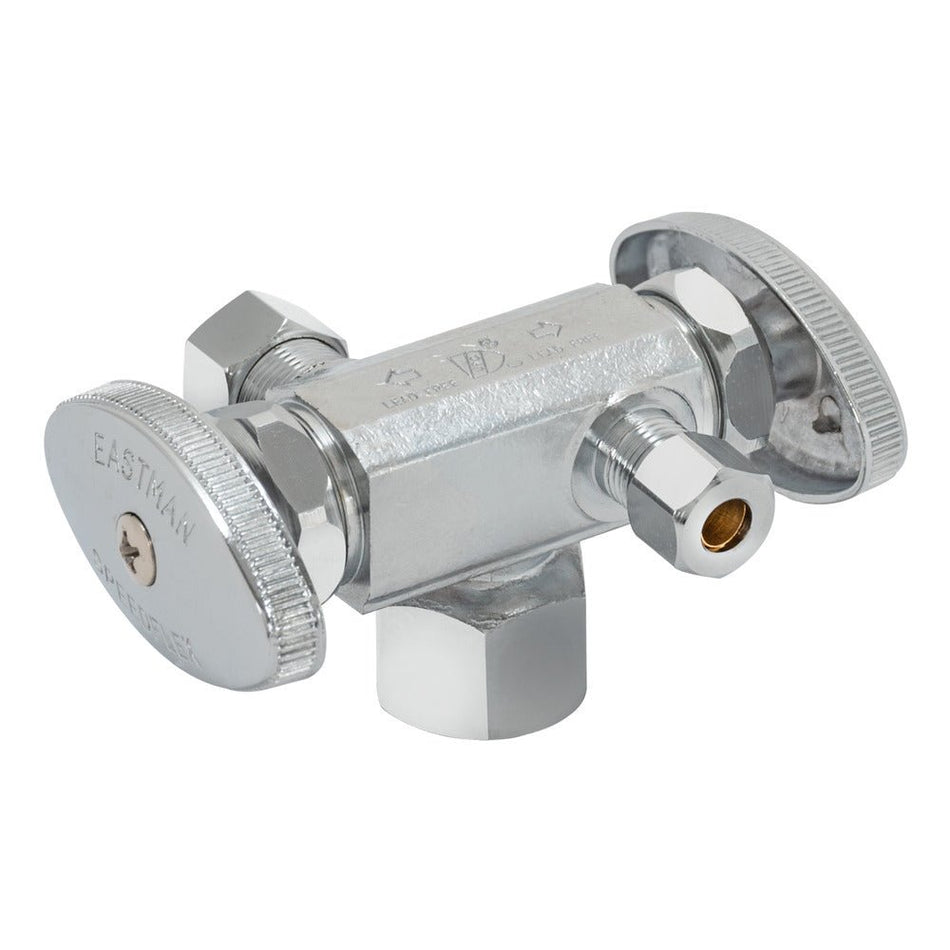 Eastman 3-Way Shut-Off Valve 1/2 in. FIP x 3/8 in. Comp x 1/4 in. Comp – 2-Handle