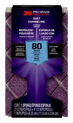 Esponja de lijado 3M Pro Grade Precision Dust Channeling Block, grano 80, mediano