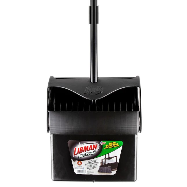 Libman Escoba vertical multisuperficie de fibra de poliéster de 10 pulgadas con recogedor