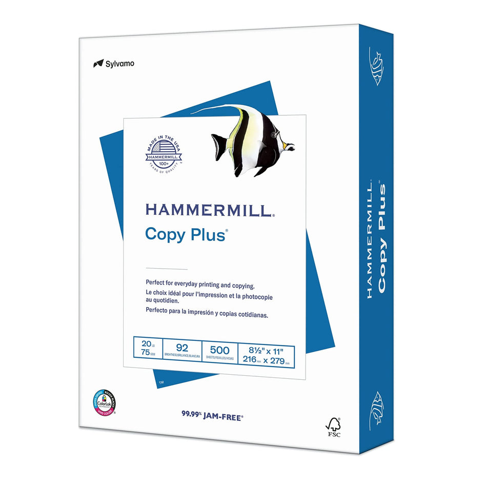 Hammermill Printer Paper, 20 lb Copy Plus, 8.5 x 11 - 1 Ream (500 Sheets) - 92 Bright