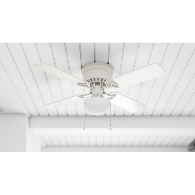 Harbor Breeze Armitage 42-in White LED Indoor Flush Mount Ceiling Fan with Light (4-Blade)