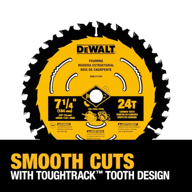 DeWalt 7-1/4-Zoll-24-Zahn-Rough-Finish-Wolframcarbid-bestücktes Stahlkreissägeblatt