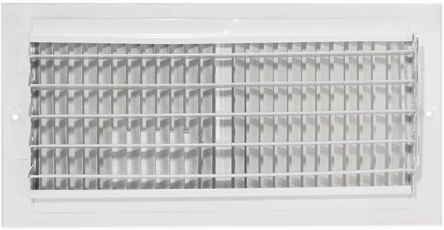 EZ-FLO 14" x 6 Inch Two-Way Ventilation Steel Sidewall/Ceiling Register, Steel Duct Opening