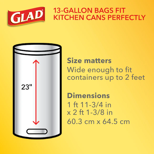 Glad ForceFlex 100-Pack 13-Gallon Gray Plastic Kitchen Drawstring Trash Bag