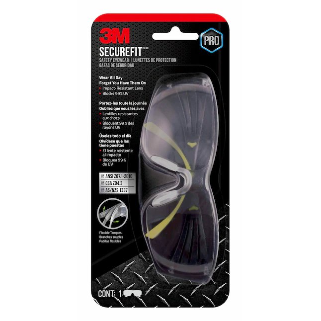 3M SecureFit Plastic Anti-Fog Safety Glasses