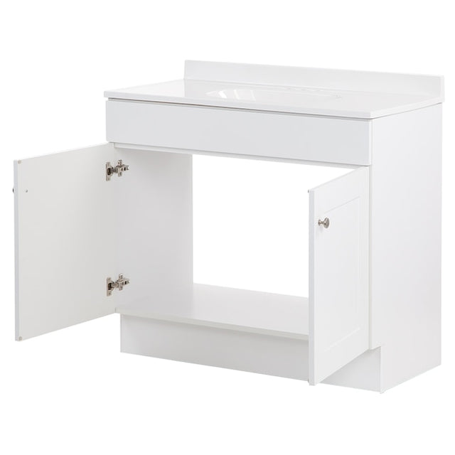 Project Source 36-in White Single Sink Bathroom Vanity with White Cultured Marble Top