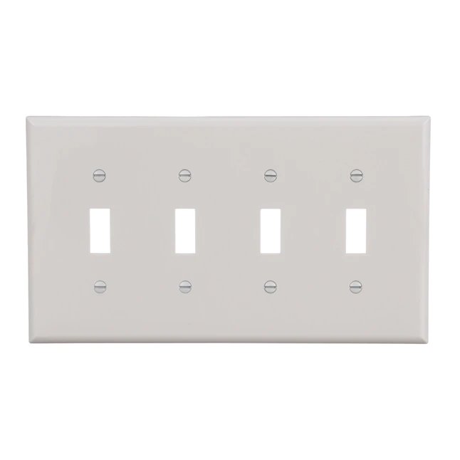 4-Pole Toggle Switch Plate (Standard, White)