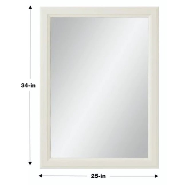 Diamond 25"-B x 34"-H weißer rechteckiger Badezimmer-Kosmetikspiegel mit Rahmen