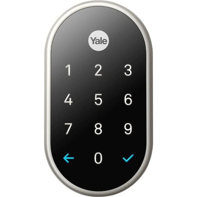 Cerradura Google Nest x Yale Níquel satinado Compatibilidad Wi-Fi Compatibilidad Bluetooth Cerradura electrónica Teclado iluminado Cerradura inteligente