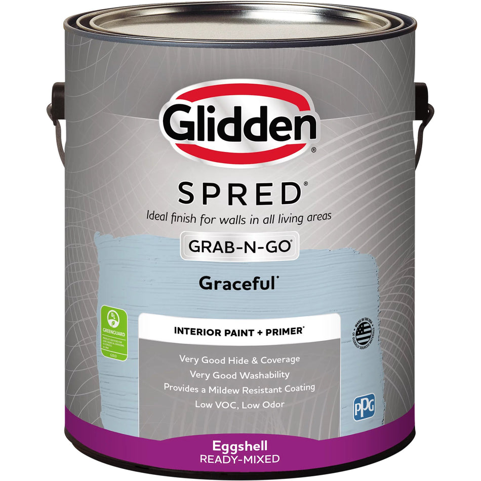 Pintura para pared interior Glidden Spred Grab-N-Go, elegante, (cáscara de huevo, 1 galón) 