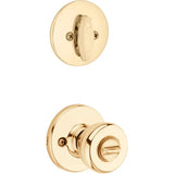 Kwikset Security Tylo Exterior de latón pulido Cerradura de seguridad de un solo cilindro Paquete combinado de perilla de puerta de entrada con llave con tecnología antimicrobiana