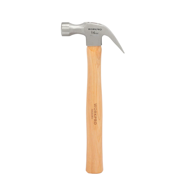 WORKPRO  16-oz Smooth Face Steel Head Wood Claw Hammer