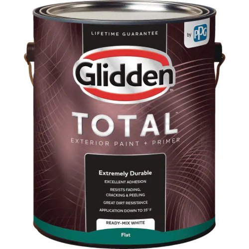 Glidden Total Exterior Paint + Primer Flat Ready Mix White 1 Gallon