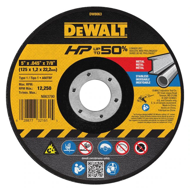 DeWalt HP 5-Zoll-Trennscheibe aus Aluminiumoxid mit Multi-Grade-Pack-Körnung