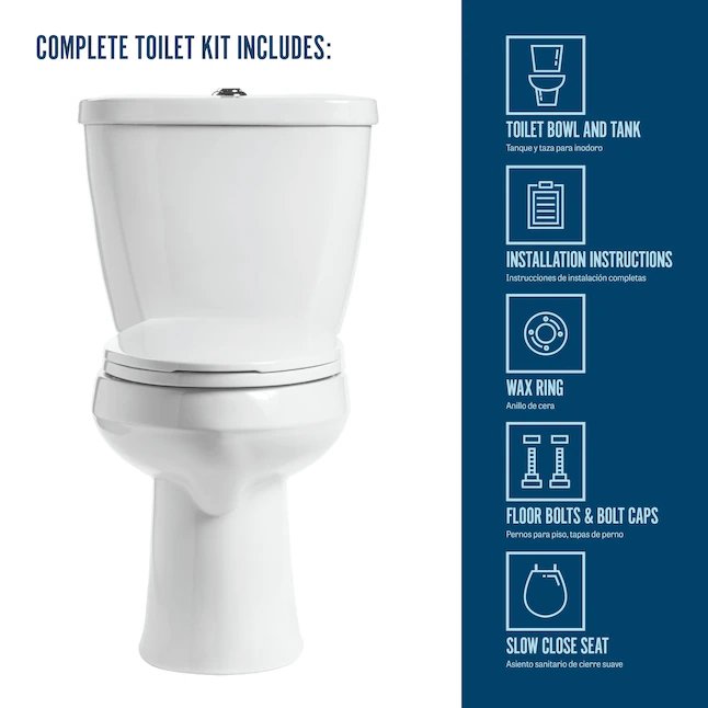 Mansfield Summit White Dual Flush Längliche Stuhlhöhe 2-teilig WaterSense Soft Close Toilette 12-Zoll Rough-In 1,1-GPF