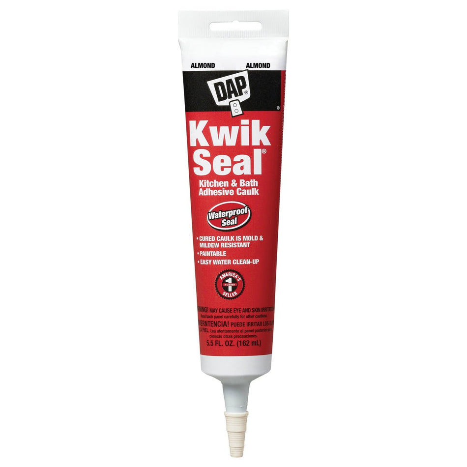 Kwik Seal Kitchen and Bath Adhesive Caulk – Almond 5.5 oz.