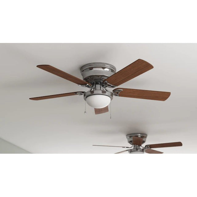 Harbor Breeze Armitage 52-in Brushed Nickel LED Indoor Flush Mount Ceiling Fan with Light (5-Blade)