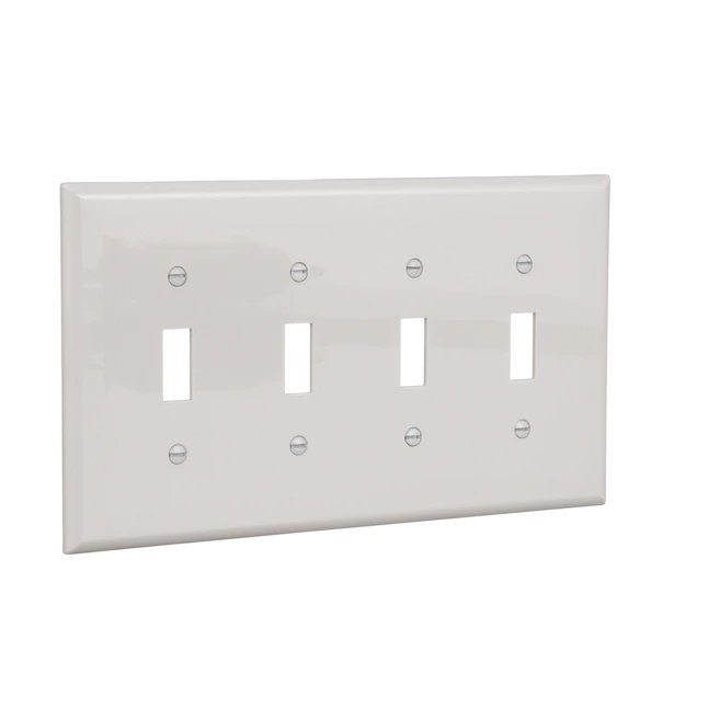 4-Pole Toggle Switch Plate (Standard, White)