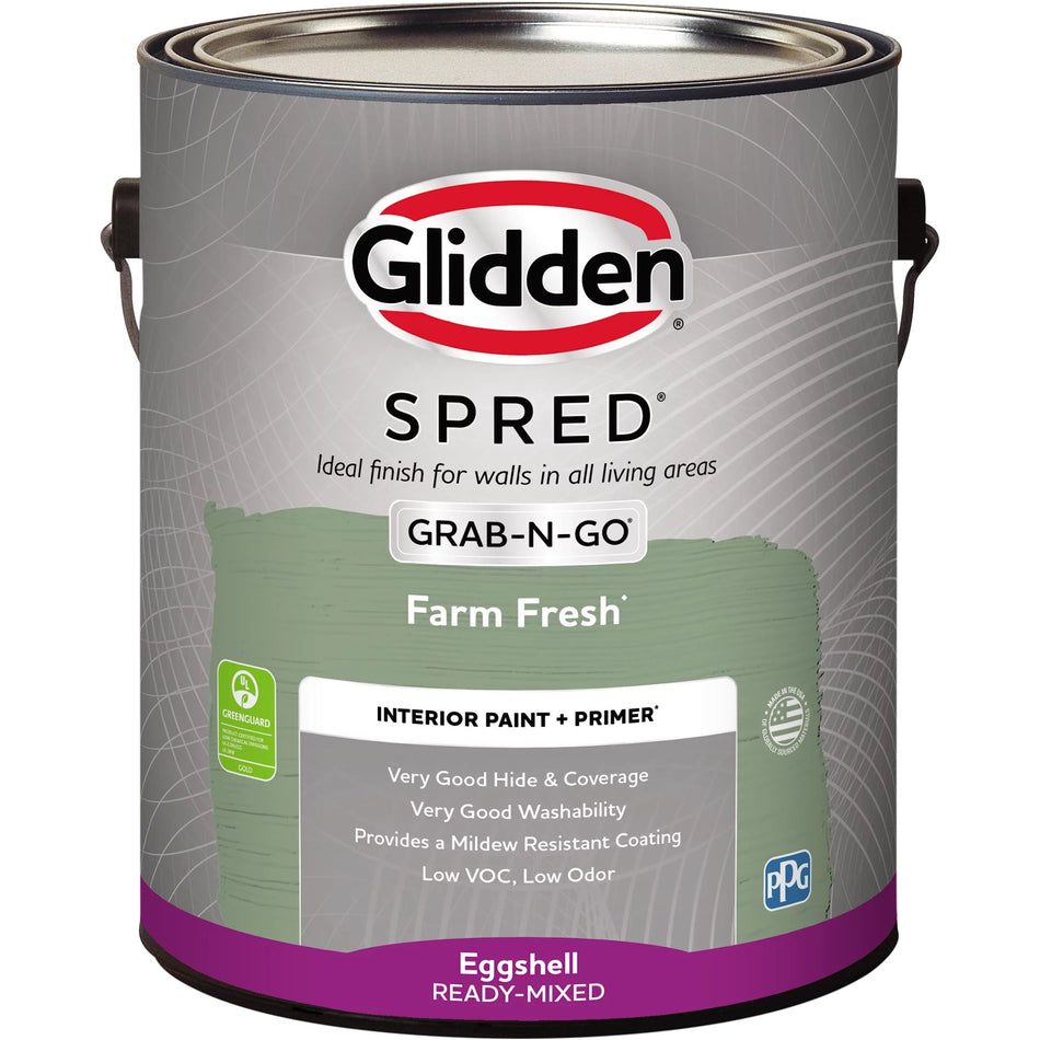 Glidden Spred Grab-N-Go Interior Paint And Primer, Eggshell (Farm Fresh, 1-Gallon)