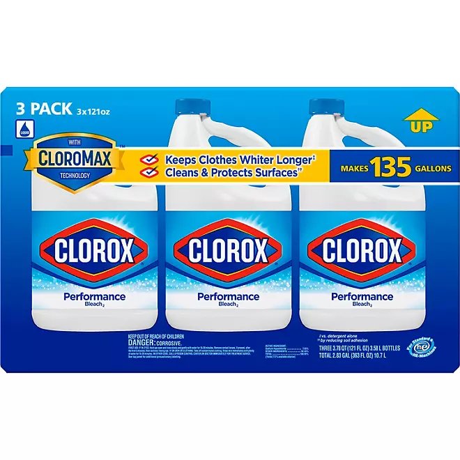 Clorox Performance Bleach (121 onzas líquidas/botella, paquete de 3)