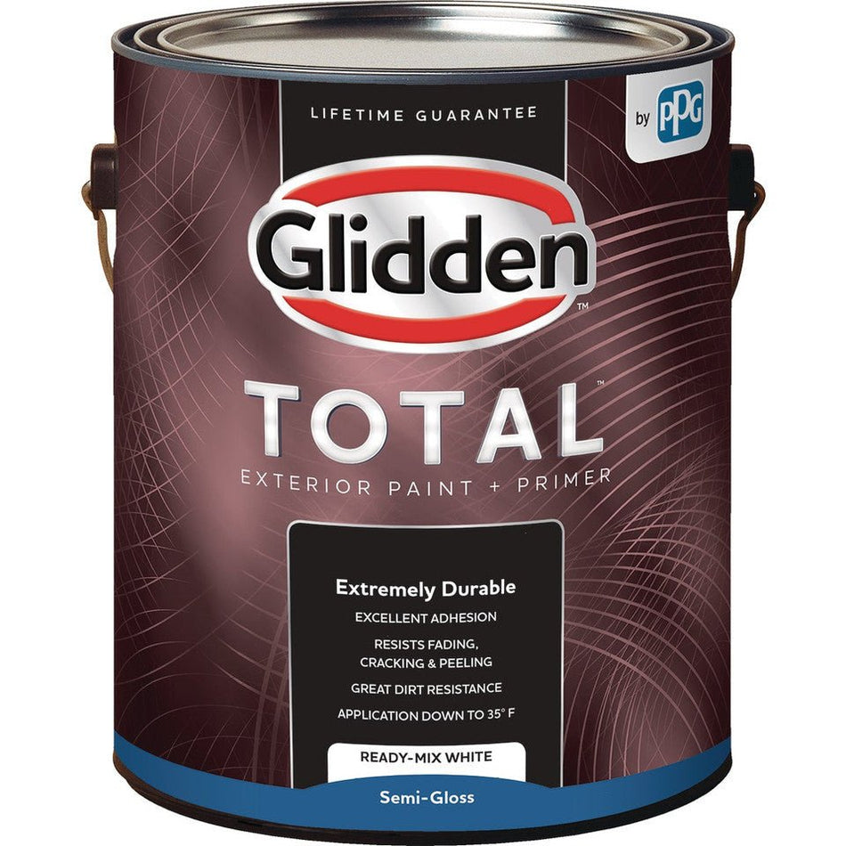 Glidden Total Exterior Pintura + Imprimador Semibrillante Premezclado Blanco 1 Galón