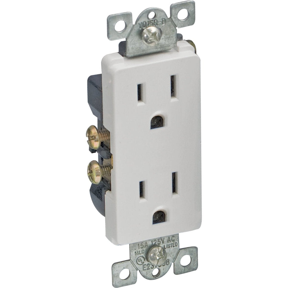 Eastman 15-Amp DECO Duplex Receptacle – White