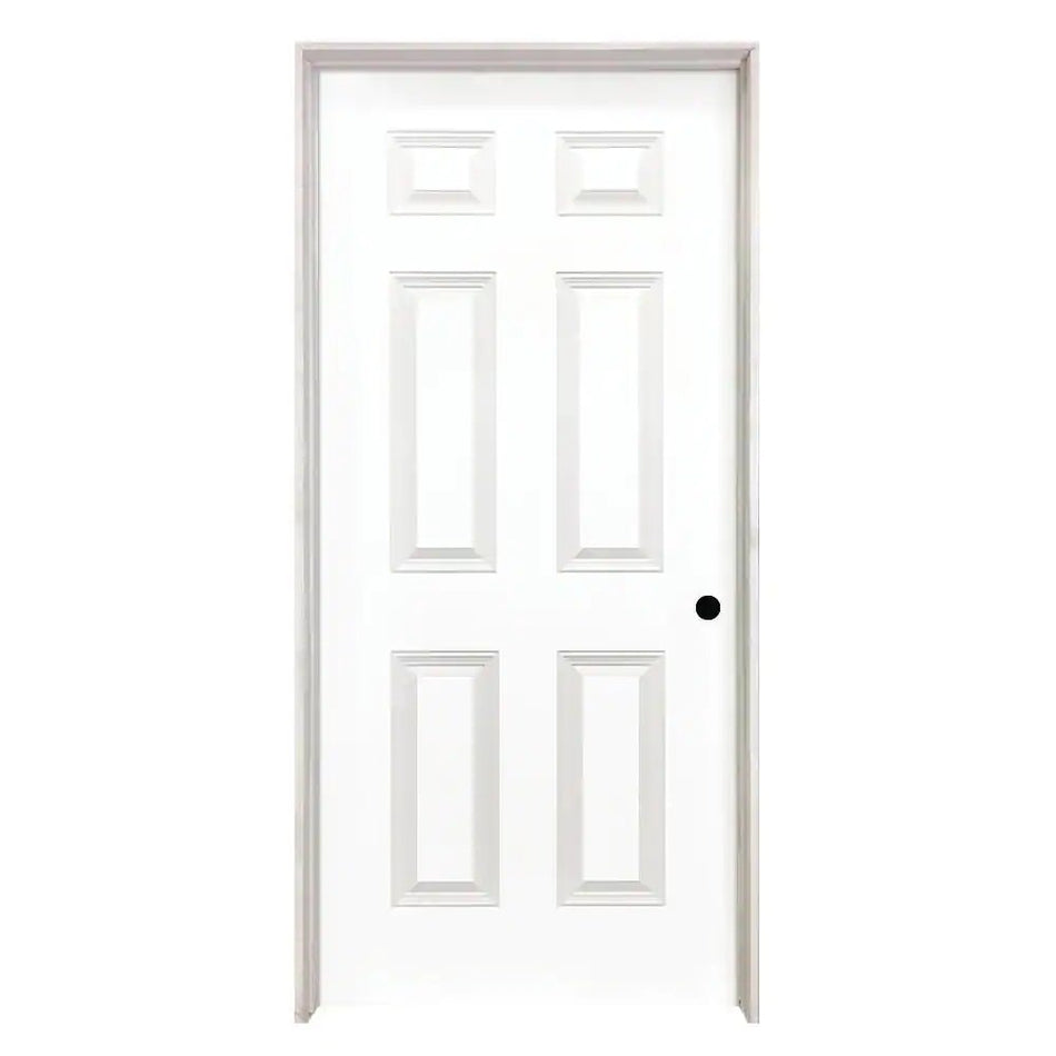 30 in. x 80 in. Left-Handed 6-Panel Textured Hollow Core White Primed Composite Single Prehung Interior Door