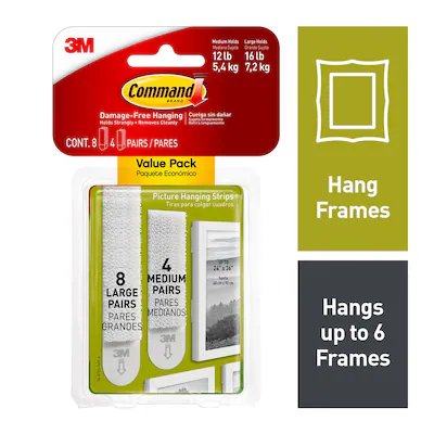 Command Command Medium and Large Picture Hanging Strips 4-Set Of Medium 8-Set Of Large/Pack