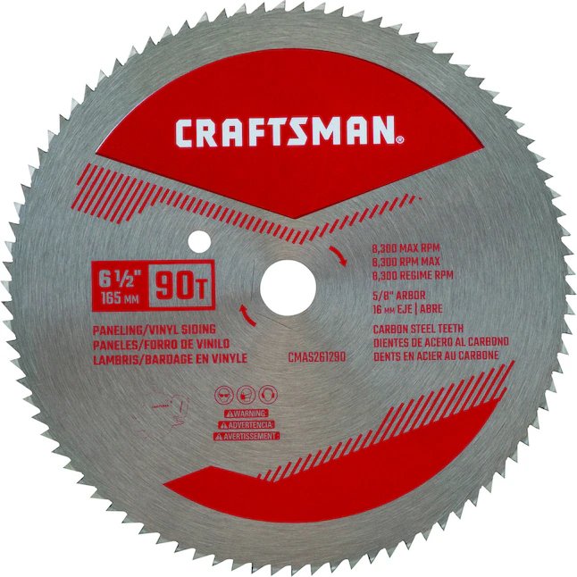 CRAFTSMAN Hoja de sierra circular de acero de alta velocidad con acabado fino de 90 dientes y 6-1/2 pulgadas