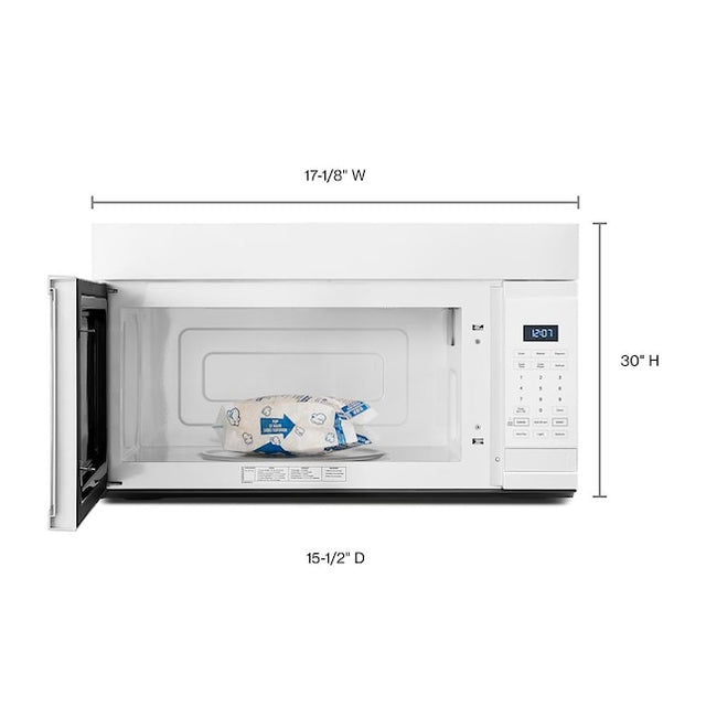 Microondas de 1,7 pies cúbicos y 1000 vatios para instalar sobre la estufa (blanco)